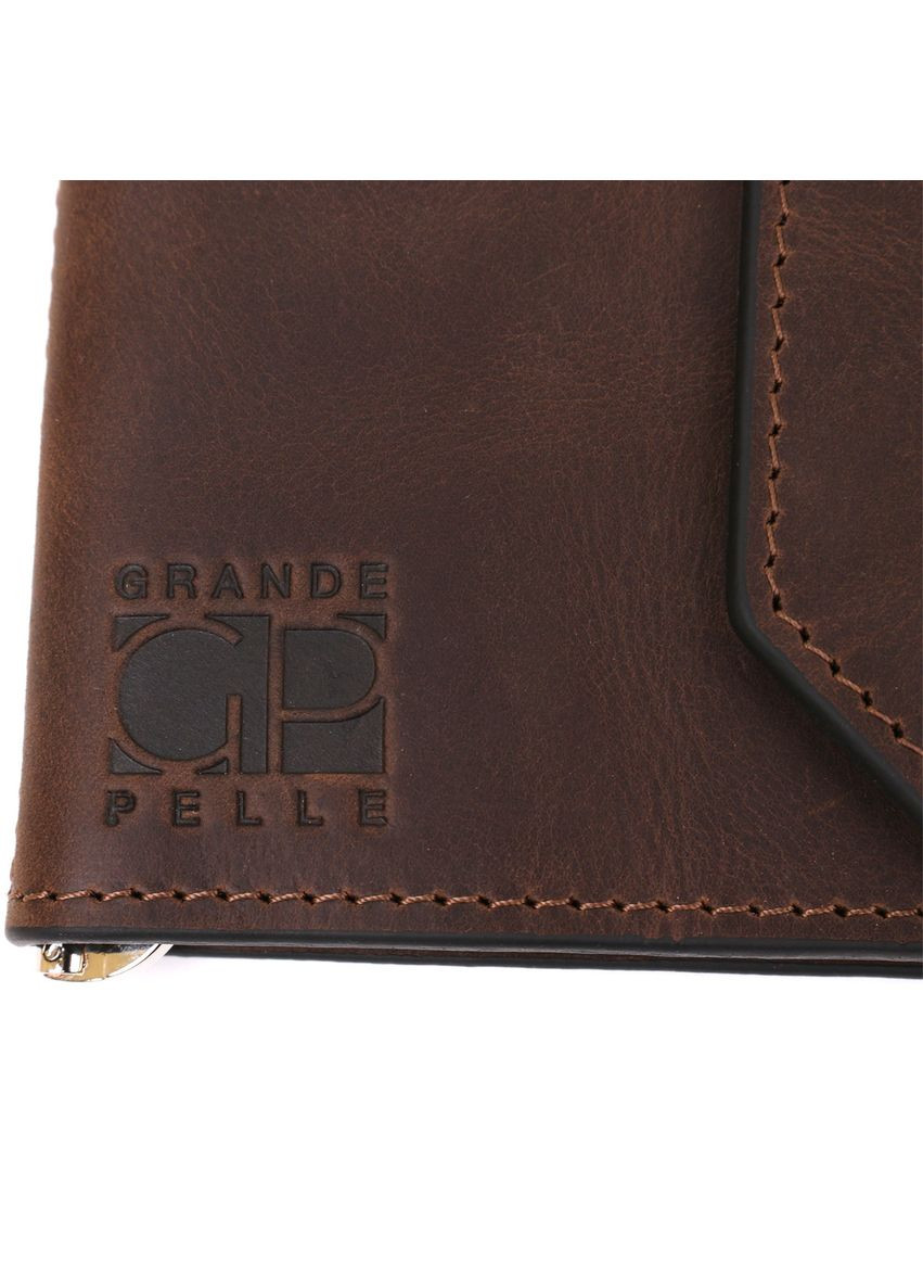 Затискач для грошей вінтажний 11148 Коричневий Grande Pelle (317276262)