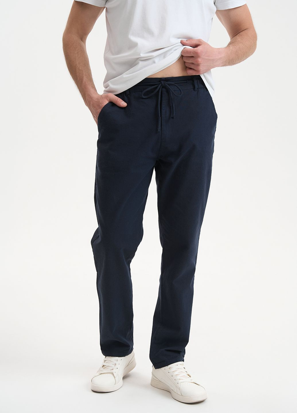 Темно-синие повседневный летние прямые брюки X hey