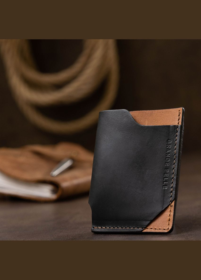 Шкіряний оригінальний картхолдер 11398 Чорний Grande Pelle (298570904)