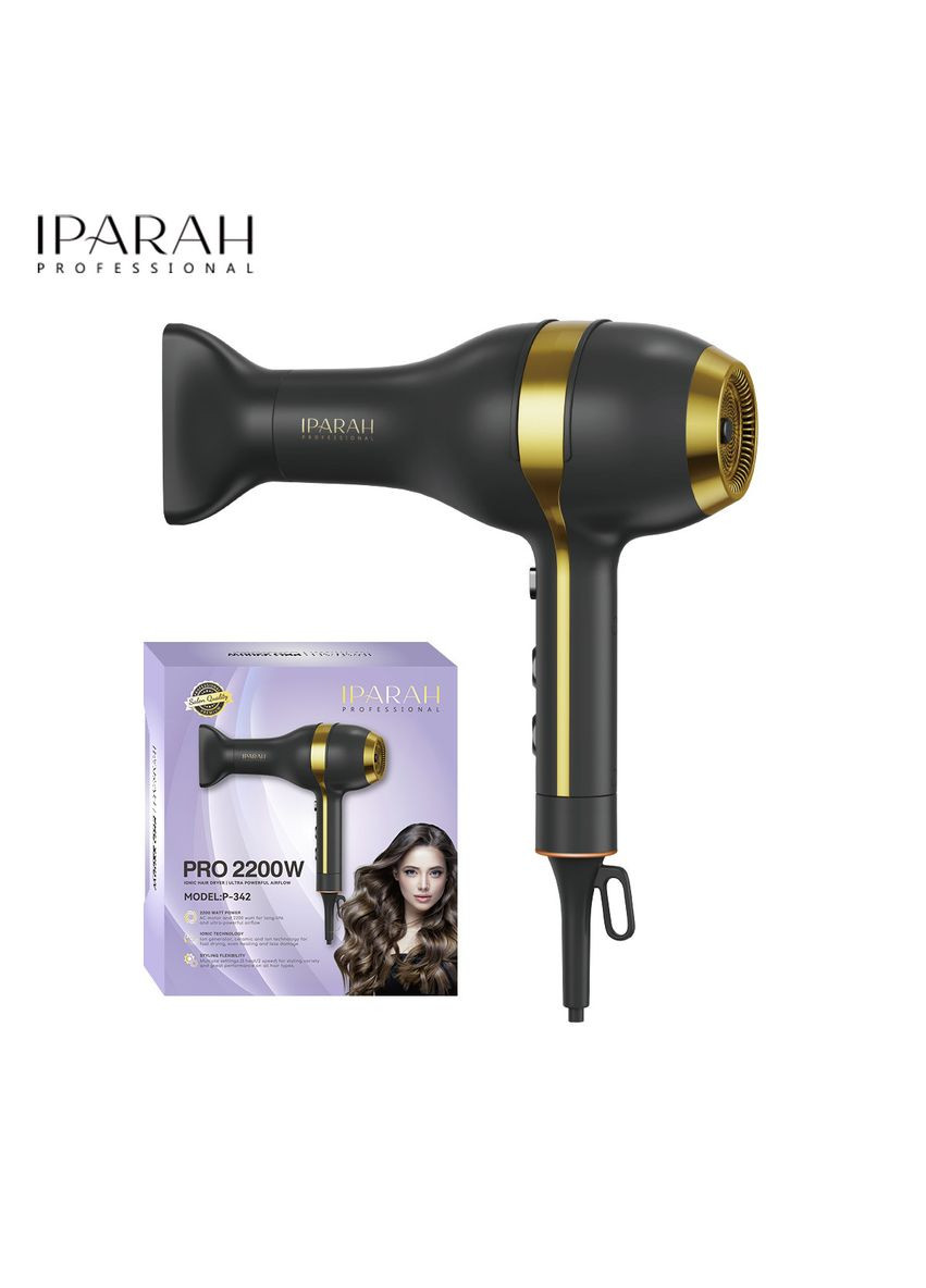 Фен стайлер IPARAH P-342 фен концентратор 3 скорости 2 режима температуры Черный/Золото 2200 Вт No Brand (317270001)