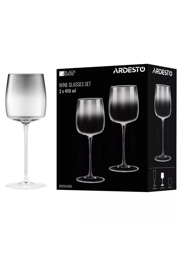 Набір келихів для вина Black Mars Mira 410мл, 2шт, скло, сірий AR2641GRG Ardesto (368576385)