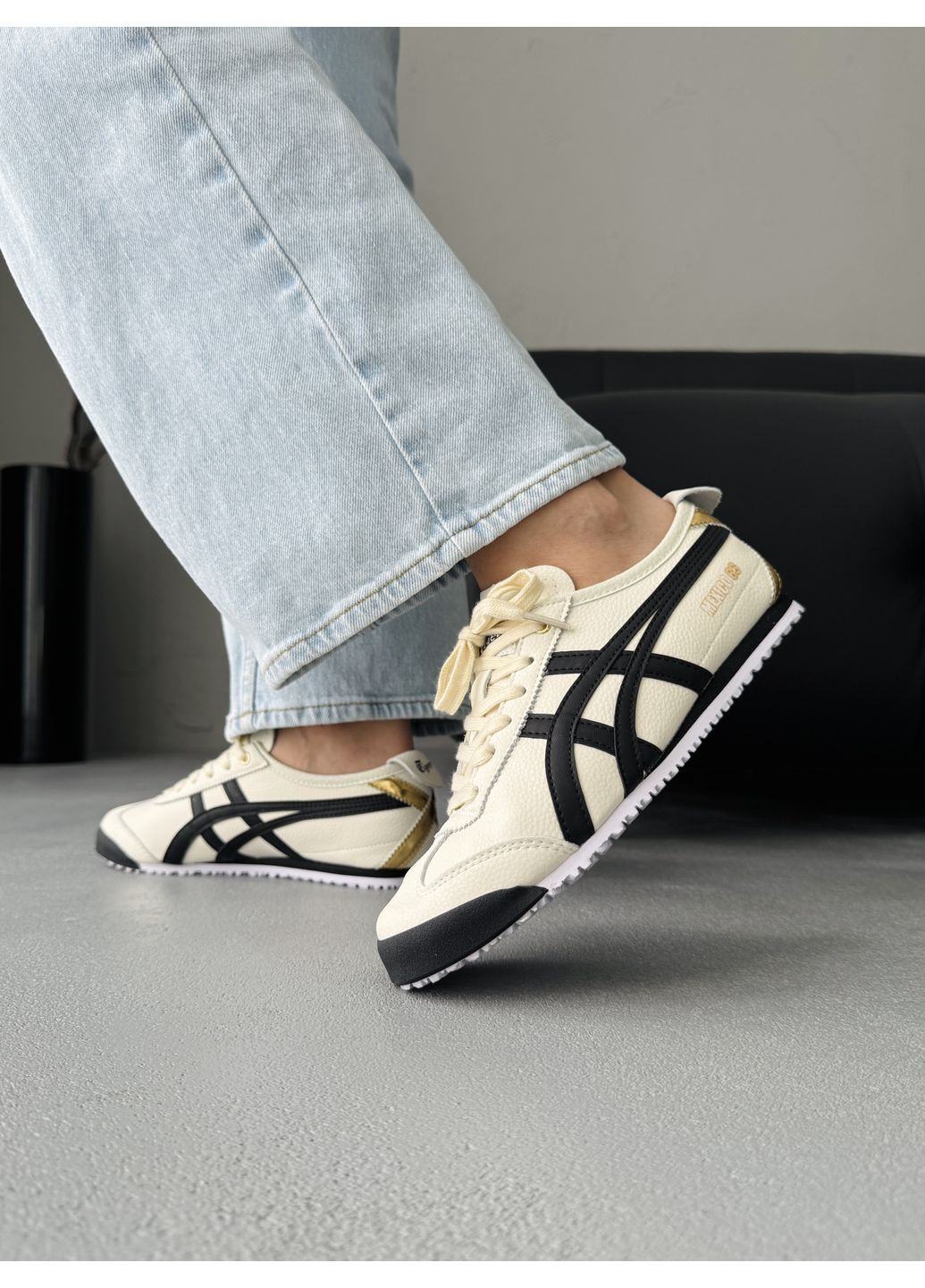 Кроссовки женские Asics Onitsuka Tiger Mexico Beige Black Gold | Асикс Онитцука Тайгер бежевые No Brand бежевые демисезоны (371276879)