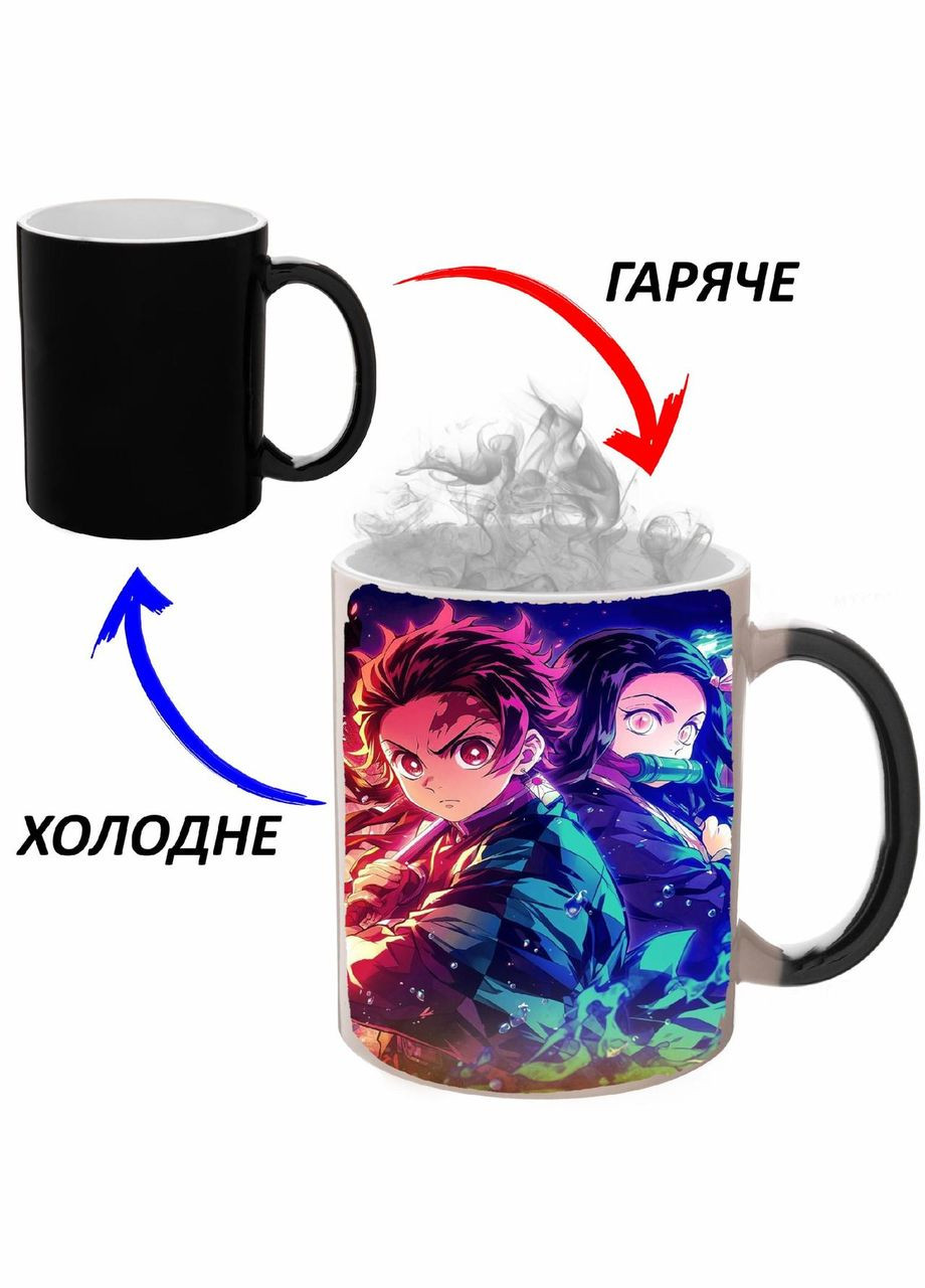 Чашка хамелон Клинок, уничтожающий демонов Аниме #002 (кружка, чашка) Черная 330 мл No Brand (323470644)
