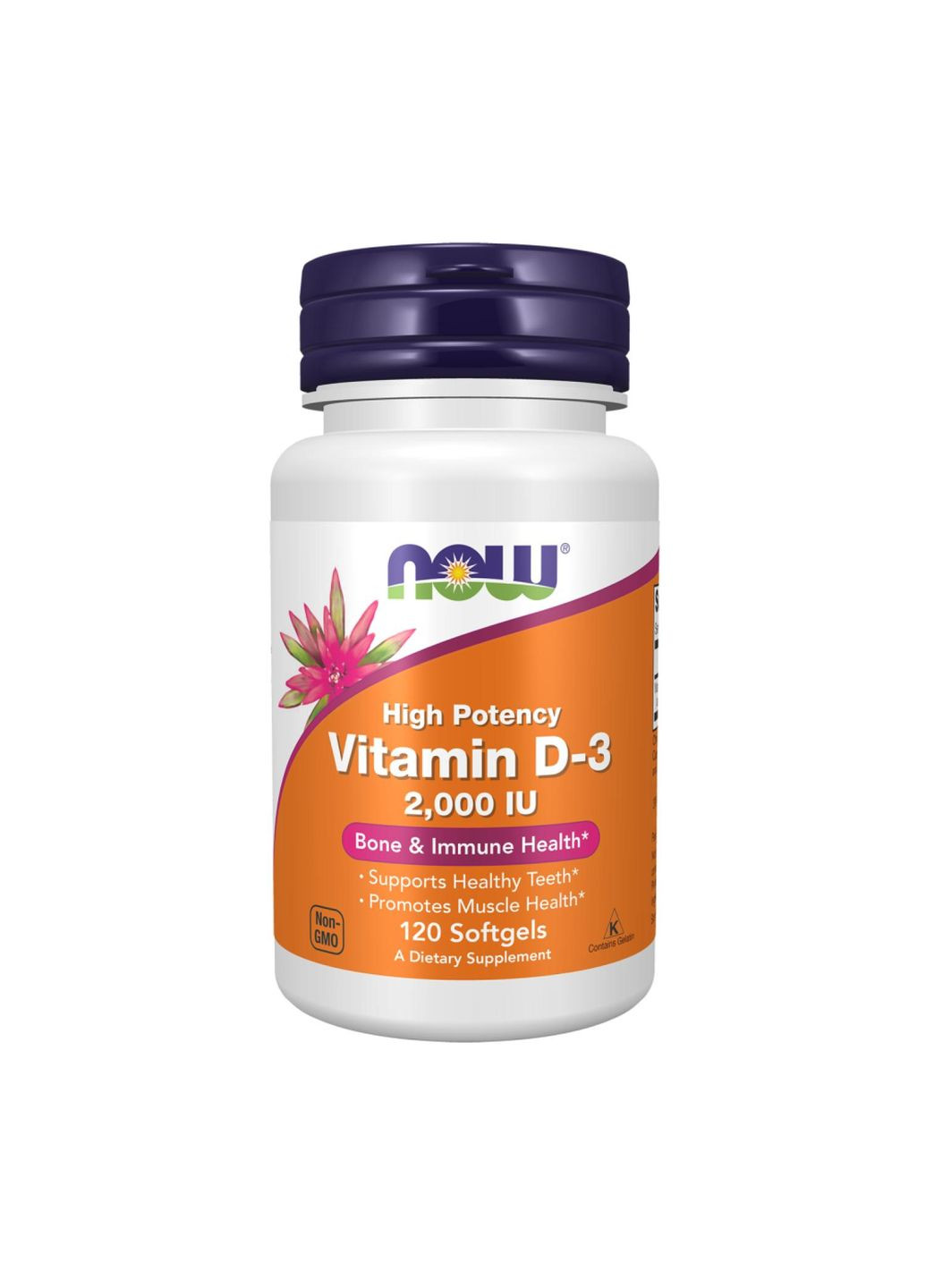 Вітамін Д3, Vitamin D-3 2000 МО 120 капсул Now Foods (346086563)