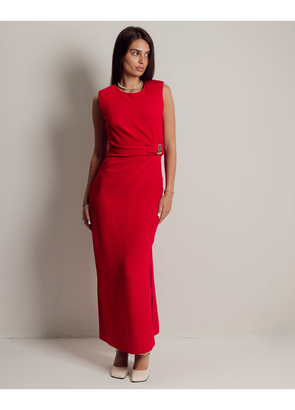 Красное вечернее платье длинное женское приталенное Phardi