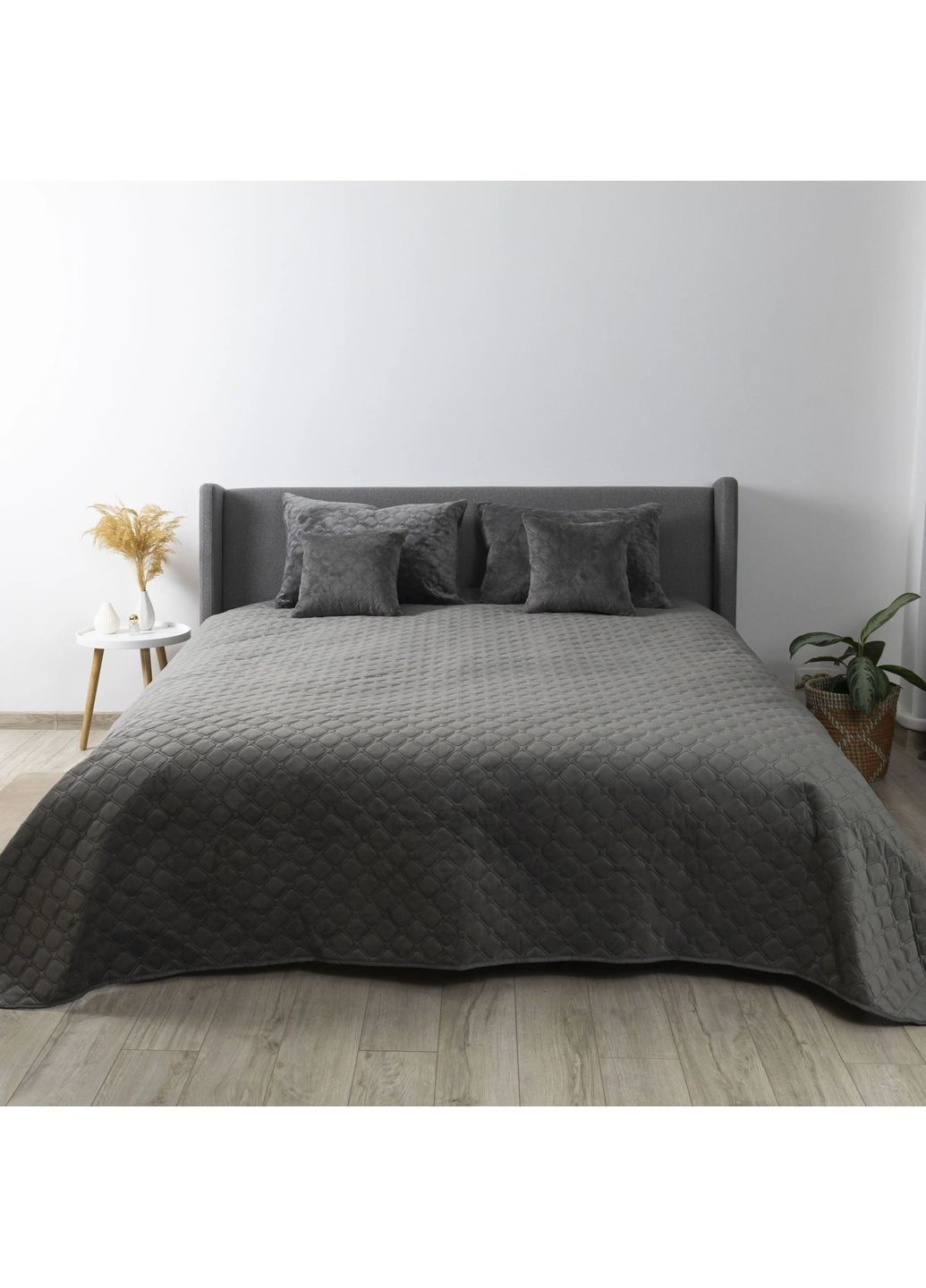 Евро покрывало 220*240 см велюровое гипоаллергенное Серое (24380220240) ТЕП (364237717)