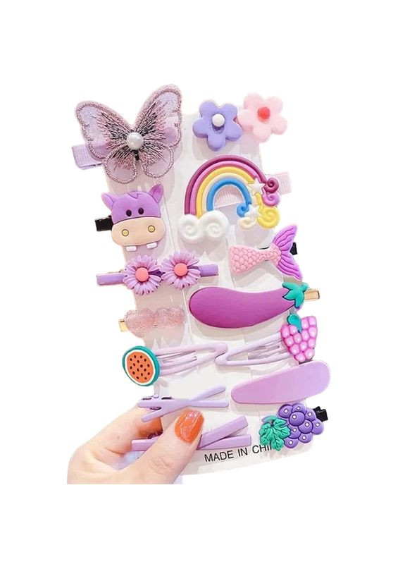 Набір дитячих шпильок 14 шт Purple No Brand (365721822)