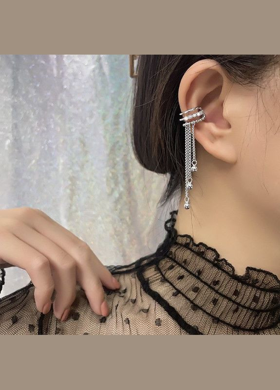 Кафф на ухо с цепочками MK1246 посеребренный DeKolie (317196787)