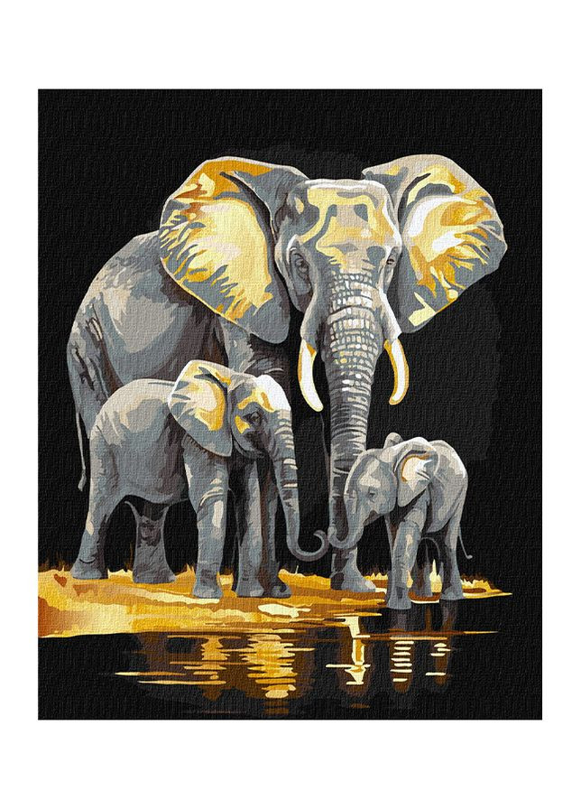 Набір для розпису по номерах. "Сімейство слонів з фарбами металік extra" колір різнокольоровий ЦБ-00245849 Ідейка (282818847)