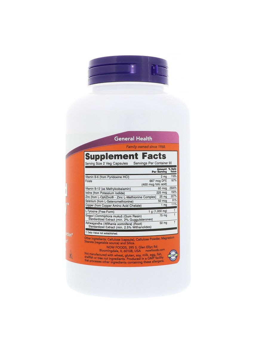 Комплекс для Щитовидной Железы Thyroid Energy,, 180 вегетарианских капсул Now Foods (326054818)