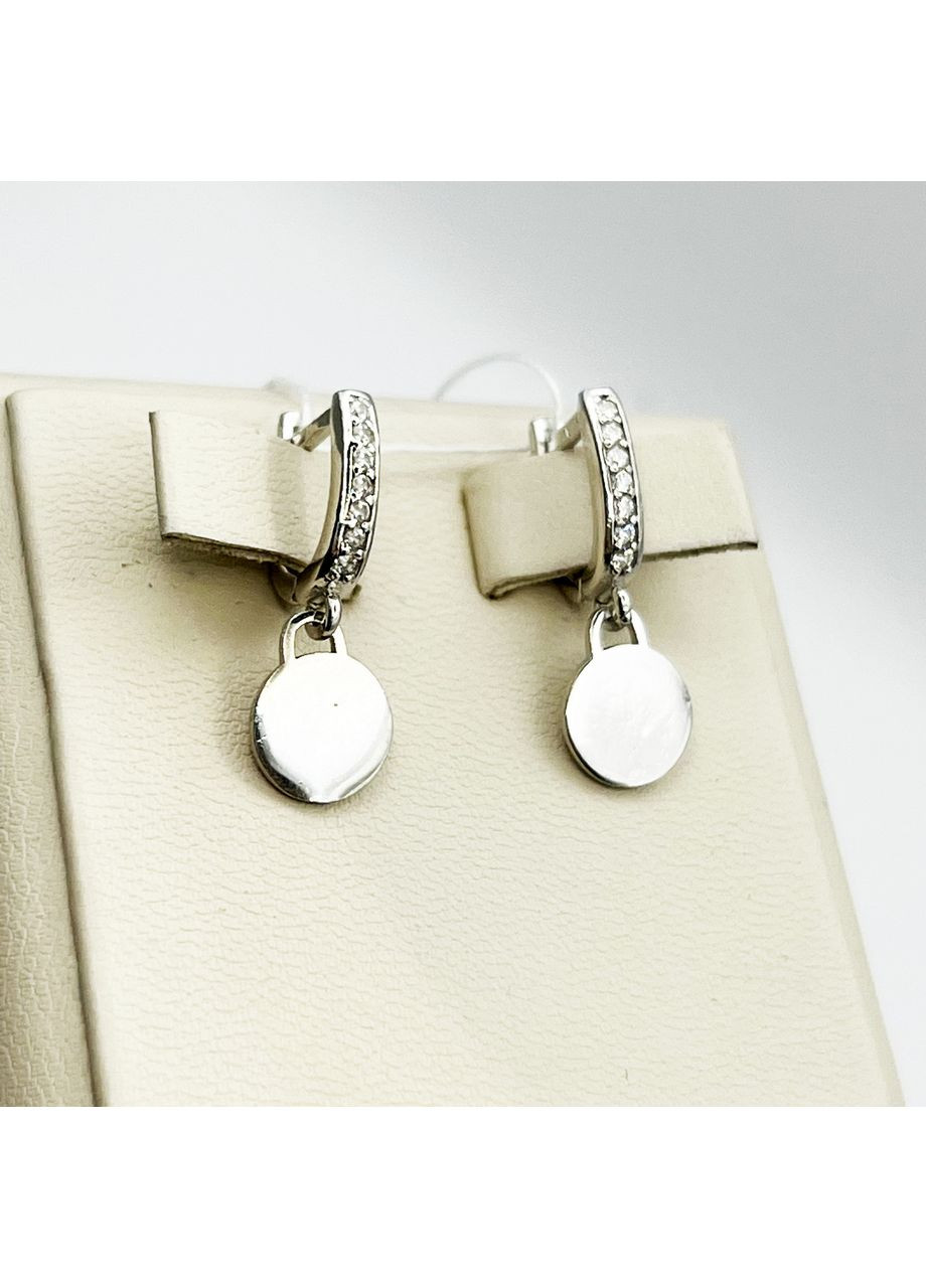 Серьги-кольца серебряные с кубическим цирконием "Монетки" 3,5 г No Brand (369736621)