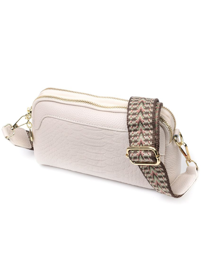 Невелика прямокутна кросбоді на два відділення з натуральної шкіри біла 22357 Vintage (329195337)