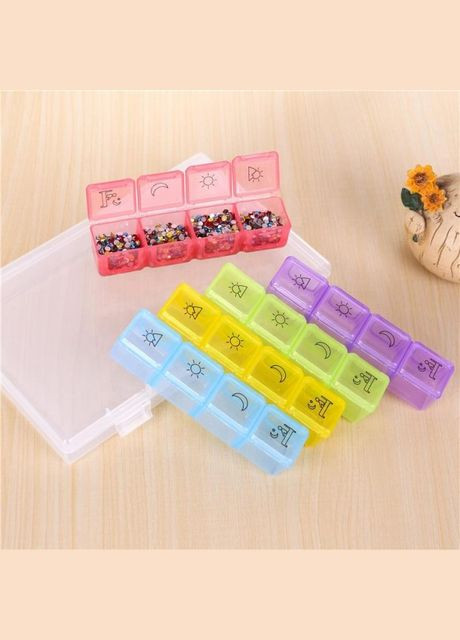 Таблетниця - органайзер для пігулок з комірками по днях Case mini 7х4, райдужна No Brand (294206309)