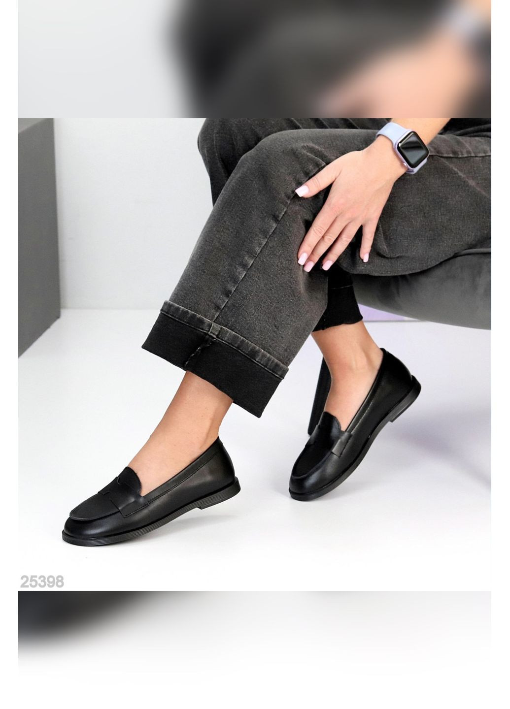 No Brand Натуральні жіночі лофери чорний з натуральна шкіра, — демісезон (361243438)