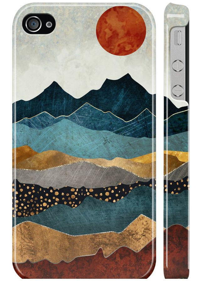 3D пластиковый глянцевый чехол 'Закат горы' для Endorphone apple iphone 4 (278079368)