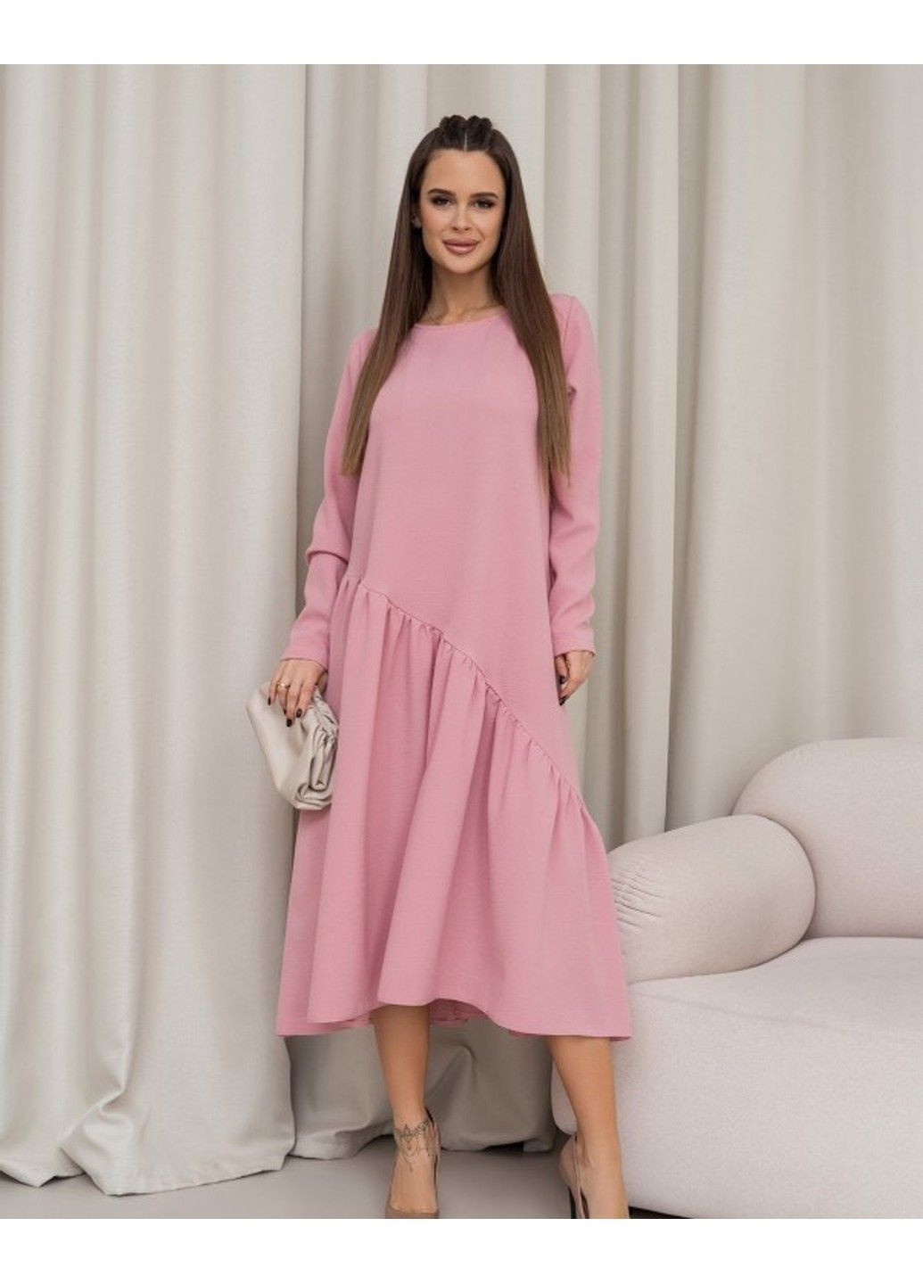 Розовое повседневный платье 14454 xl розовый ISSA PLUS