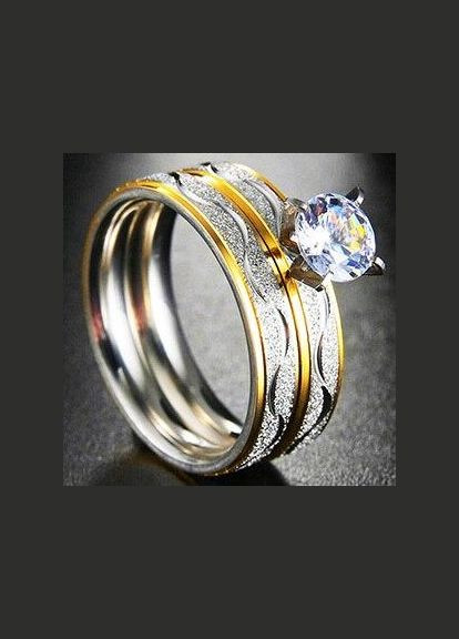 Парные Обручальные кольца из стали с камнем двухцветные мед сталь 316L долговечные и романтические р. 18 Fashion Jewelry (285110618)