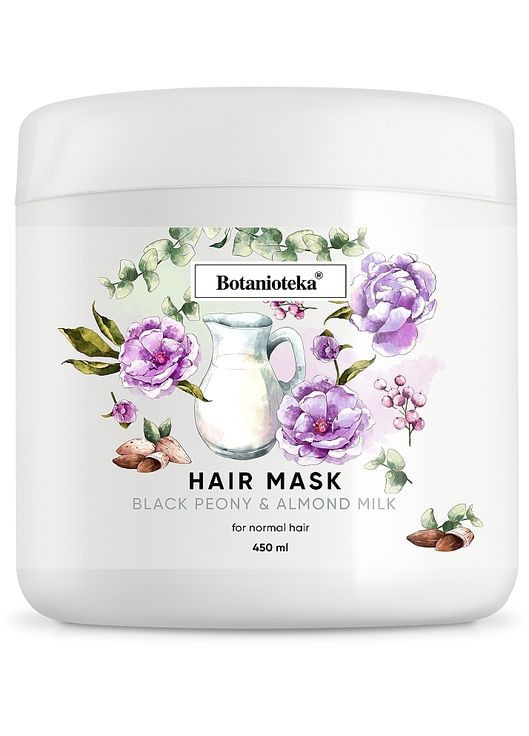 Маска для нормального волосся "Чорна півонія й мигдальне молочко" Mask For Normal Hair 450ml (863413-31018621) Botanioteka (369125557)