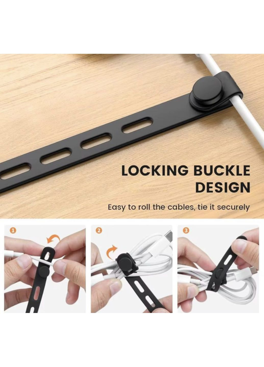 Фіксатор-затискач для кабелю органайзер хомут стяжки силіконові 15 шт Чорний Captain (356680639)