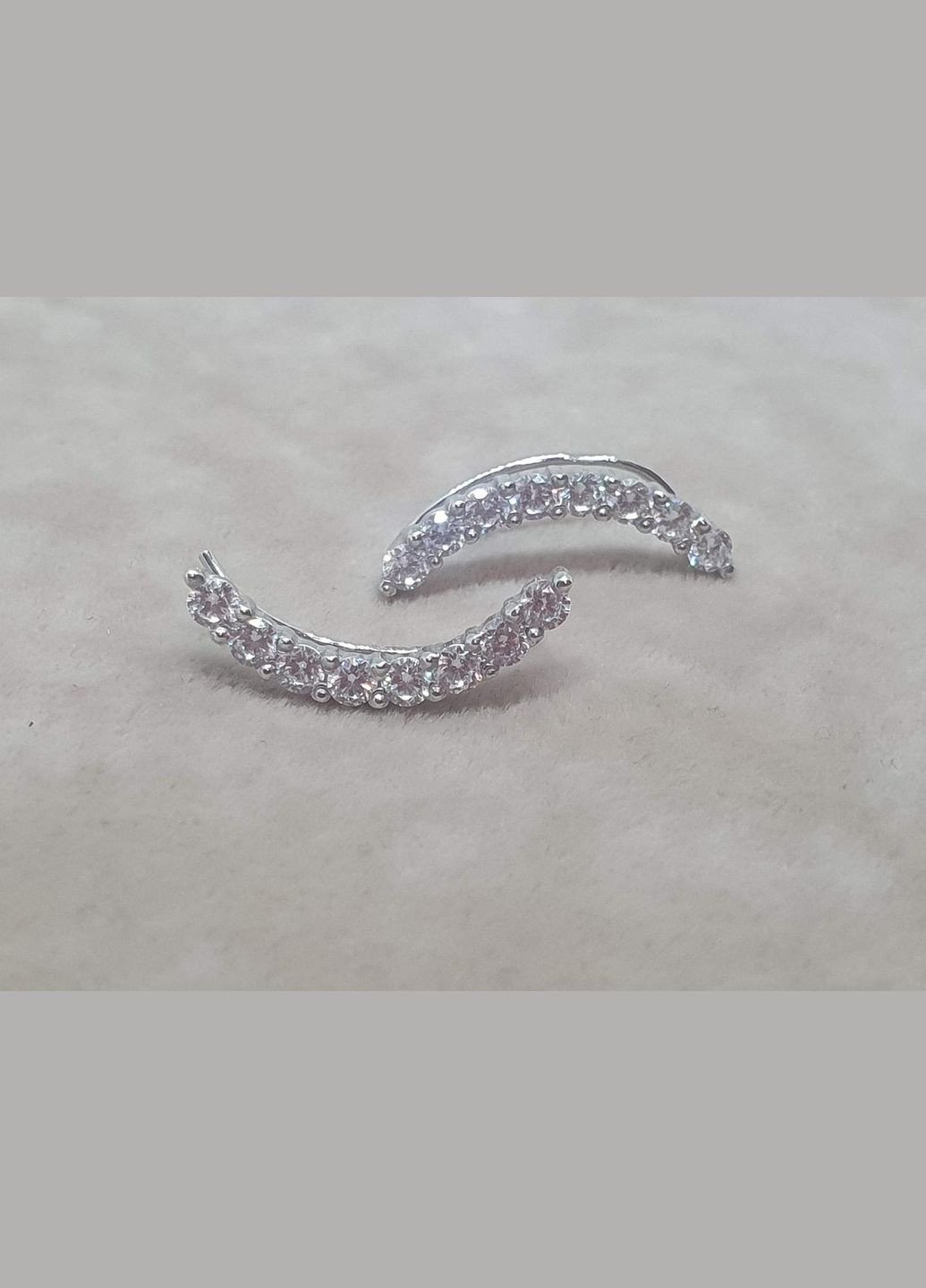 Срібні сережки-кафи з фіанітами. 40022 Ірій (311667679)