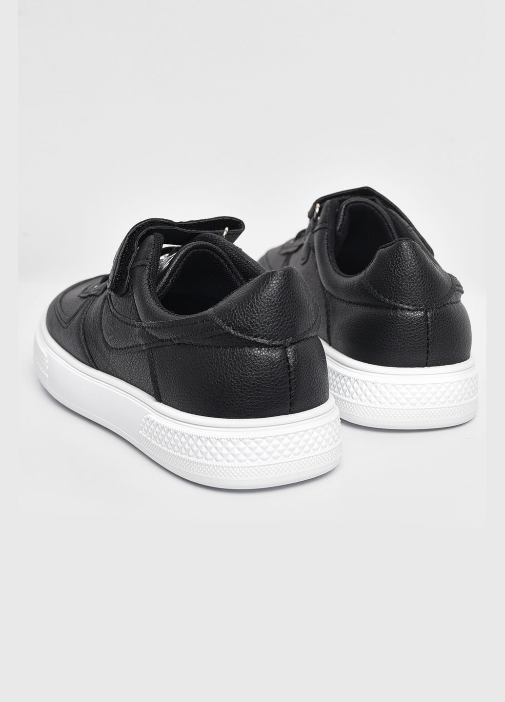 Чорні осінні кросівки дитячі чорного кольору на ліпучці та шнурівці Let's Shop
