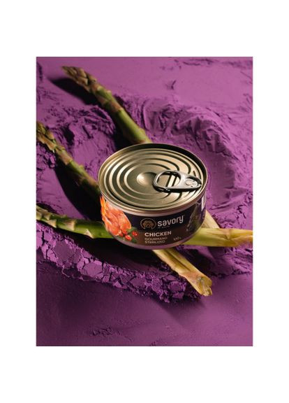 Вологий корм для стерилізованих котів, з куркою, 100 г Savory (322874559)
