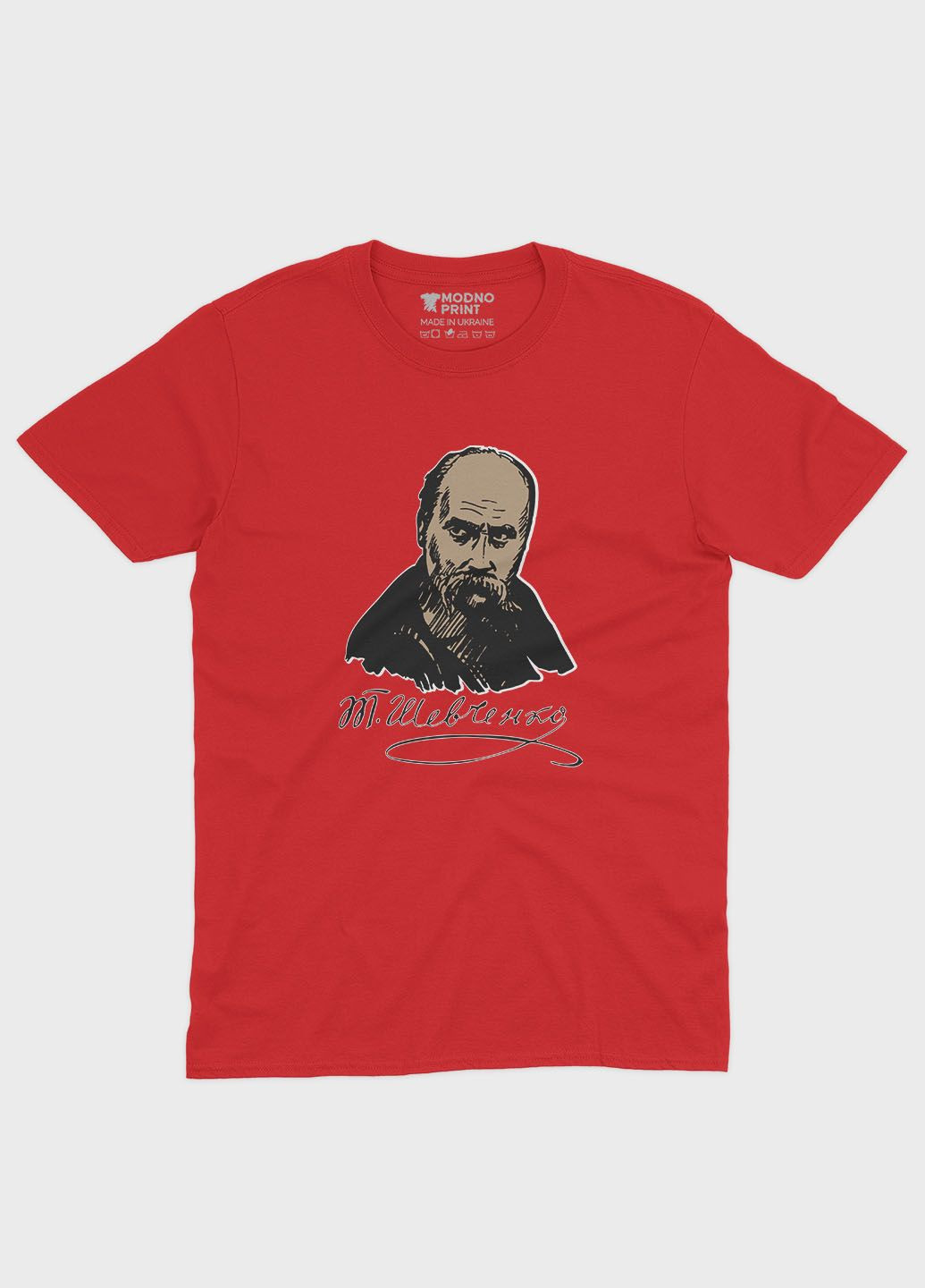 Красная демисезонная футболка для девочки с патриотическим принтом тарас шевченко (ts001-2-sre-005-1-054-g) Modno