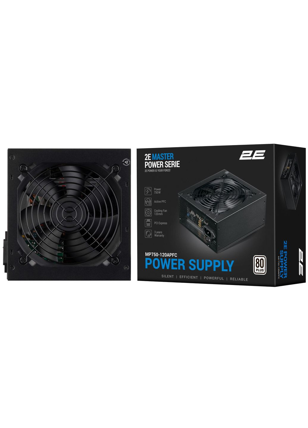 Блок питания Master Power (750W), >80%, 80+ White, 120мм, 1xMB 24pin(20+4), 1xCPU 8pin(4+4), 3xMolex, 5xSATA, 4xPCIe 8pin(6+2) 2E (314776632)