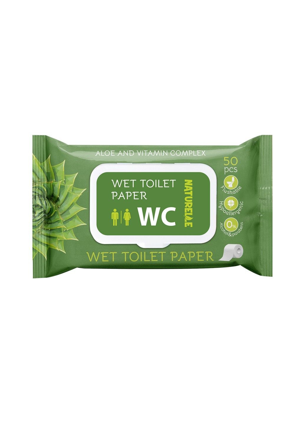 Влажная туалетная бумага алоэ и комплекс витаминов 50 шт NATURELLE (290272329)
