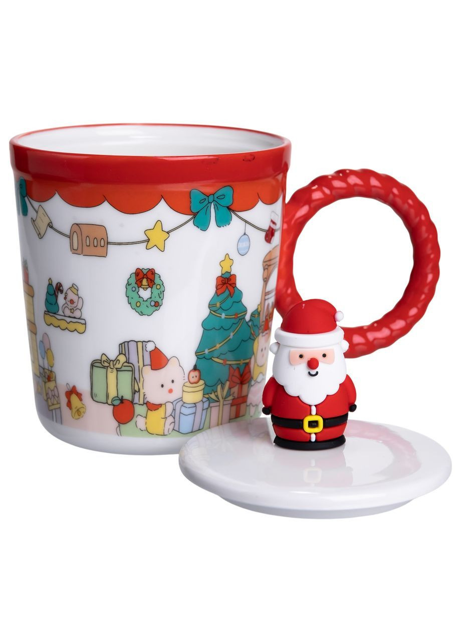 Чашка порцелянова з кришкою Санта 400 мл з кришкою Yiwu (369960276)