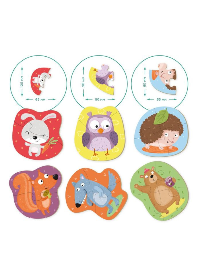 Дитячий пазл Лісові тварини DoDo 300195, 2-3-4 елементів DoDo Toys (334150470)
