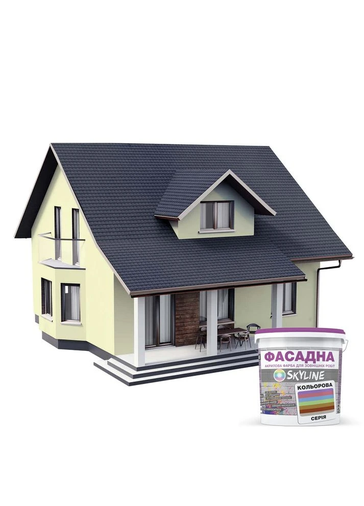 Краска акрил-латексная фасадная Палевый 0507-Y20R 10л атмосферостойкая матовая без запаха SkyLine (399999557)