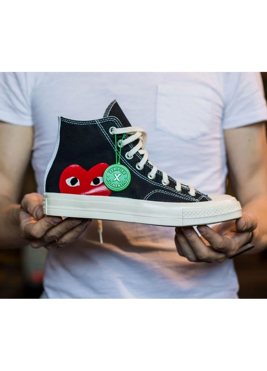 Черно-белые демисезонные кеды мужские converse chuck taylor all star 70 hi comme des garcons play black a08791c No Brand