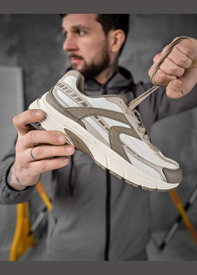 Бежеві Осінні чоловічі літні кросівки бежева сітка з білим No Brand