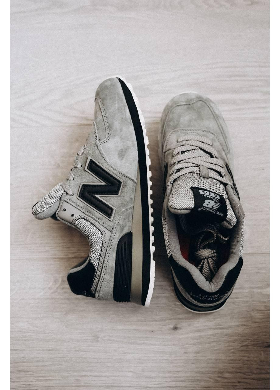 КРОССОВКИ ЖЕНСКИЕ NEW BALANCE 574 GREY BLACK V2 НЬЮ БЕЛАНС 574 No Brand серые демисезоны (367174936)