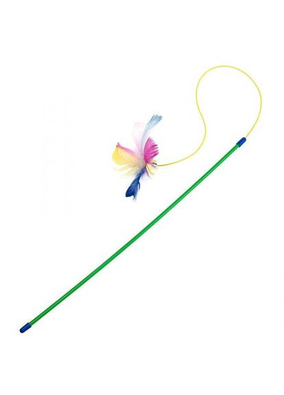 Іграшка Паличка з пір'ям на резинці для кота, 50 см Природа (355255970)