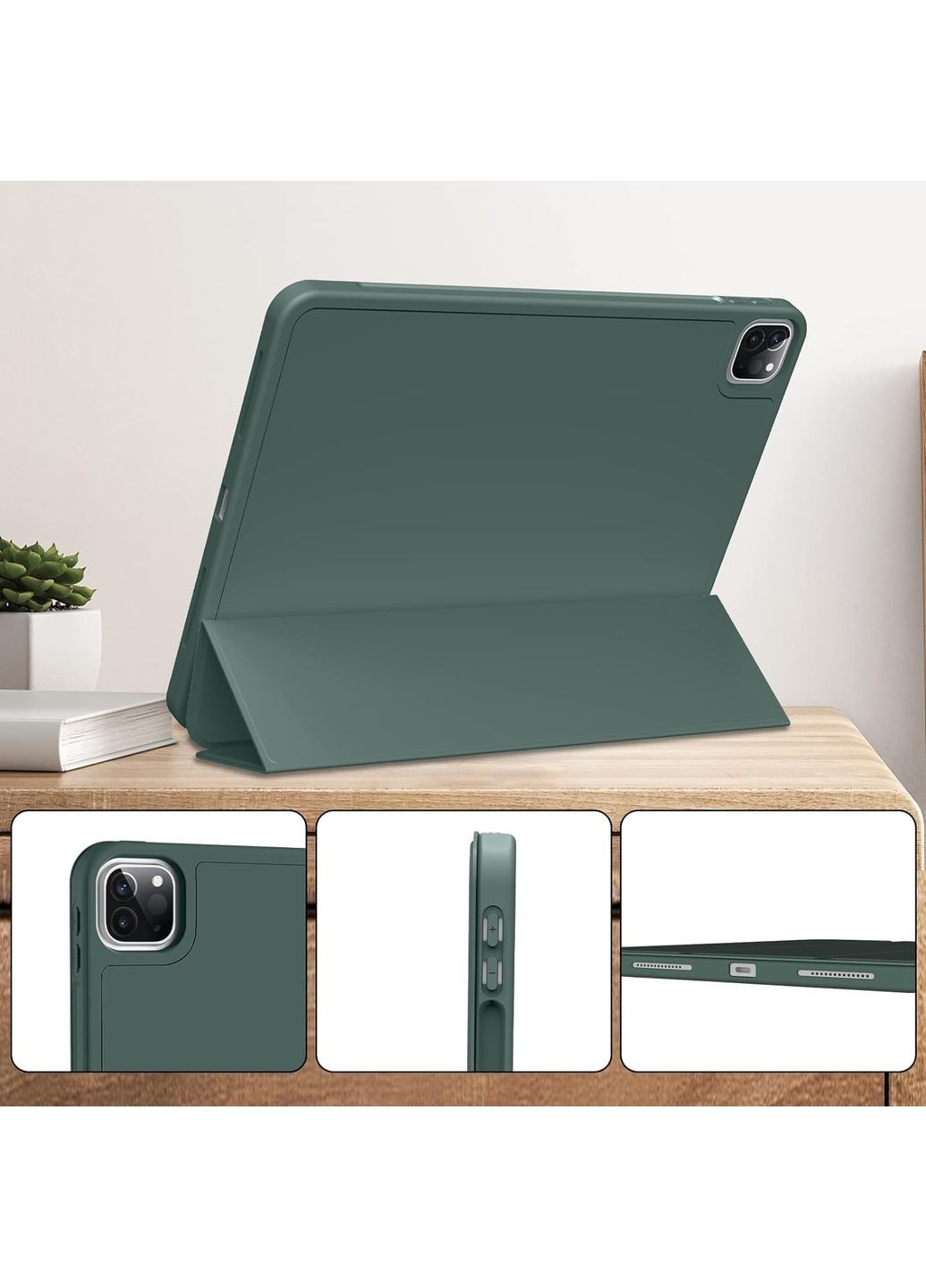 Чехол-книга Tri Fold Soft TPU с креплением Apple Pencil для Apple iPad Pro 11 2020/2021/2022 Dark Green (711110) BeCover (368679916)