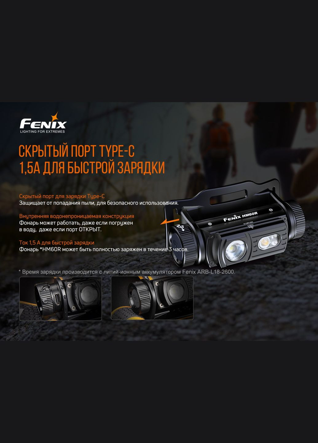 Фонарь налобный HM60R (A-016556) Fenix (317048456)