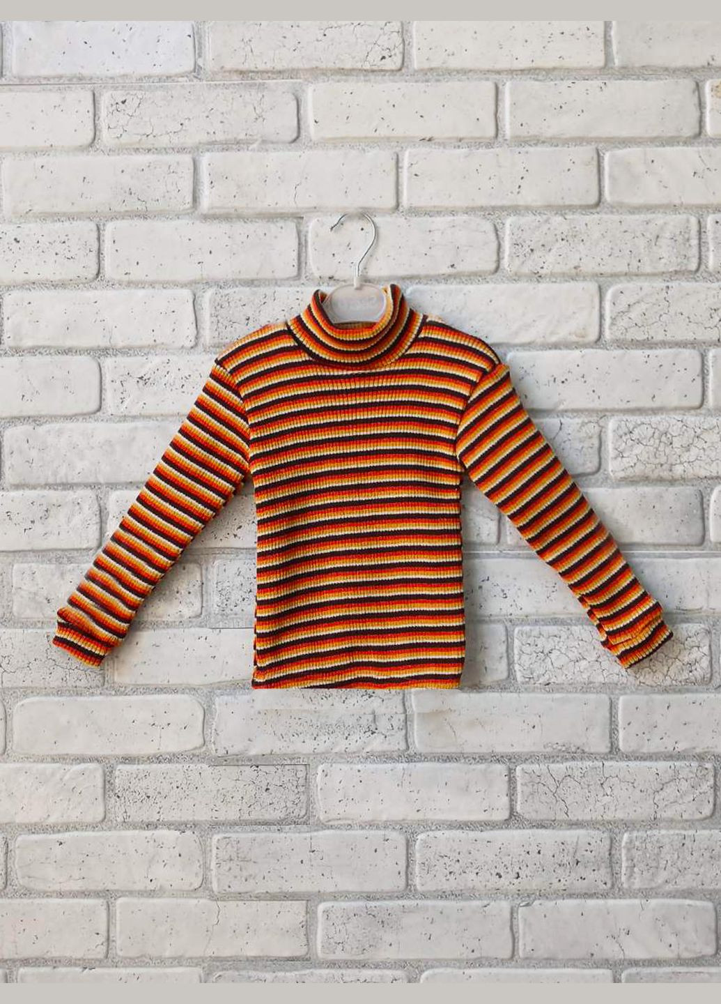 Тепла зимова дитяча в'язана водолазка для хлопчиків, дівчаток, унісекс, щільна в'язка в смужку, горловина стійка No Brand (323168572)