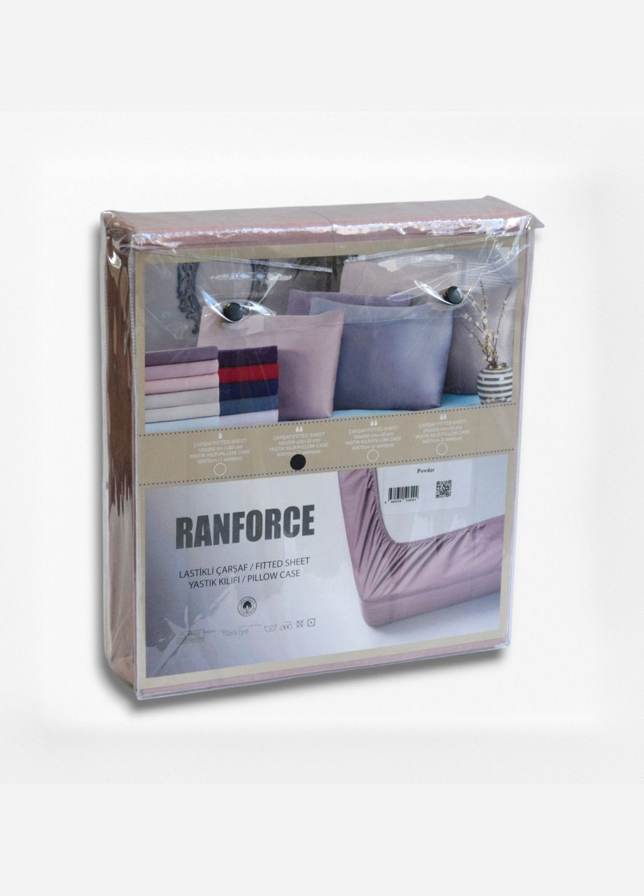 Простынь 160х200см на резинке с наволочкой (ранфорс), пудровая First Choice (318387067)