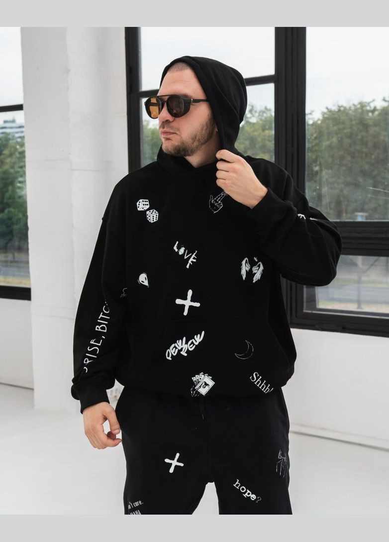 Костюм худі штани дтф чорного кольору петля No Brand (370959700)