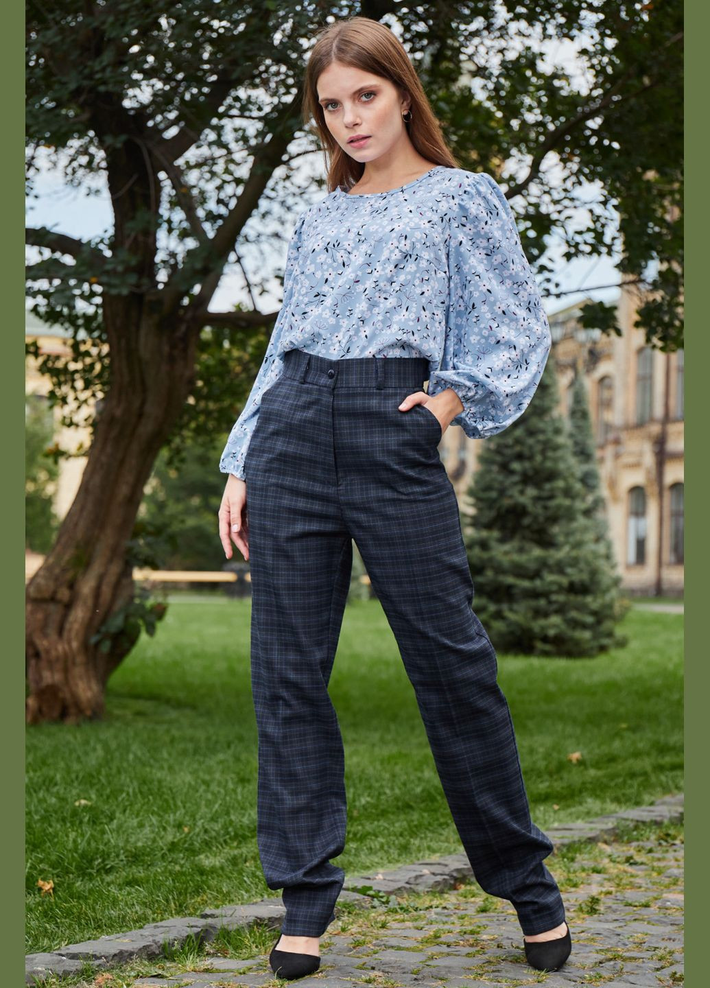 Женские брюки в клетку с высокой посадкой (ll165167791) LadyLike (333341569)