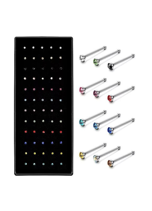 Серьги гвоздики пирсинг в нос с кристаллами стразы для носа различных цветов с медом. стали No Brand (339869649)