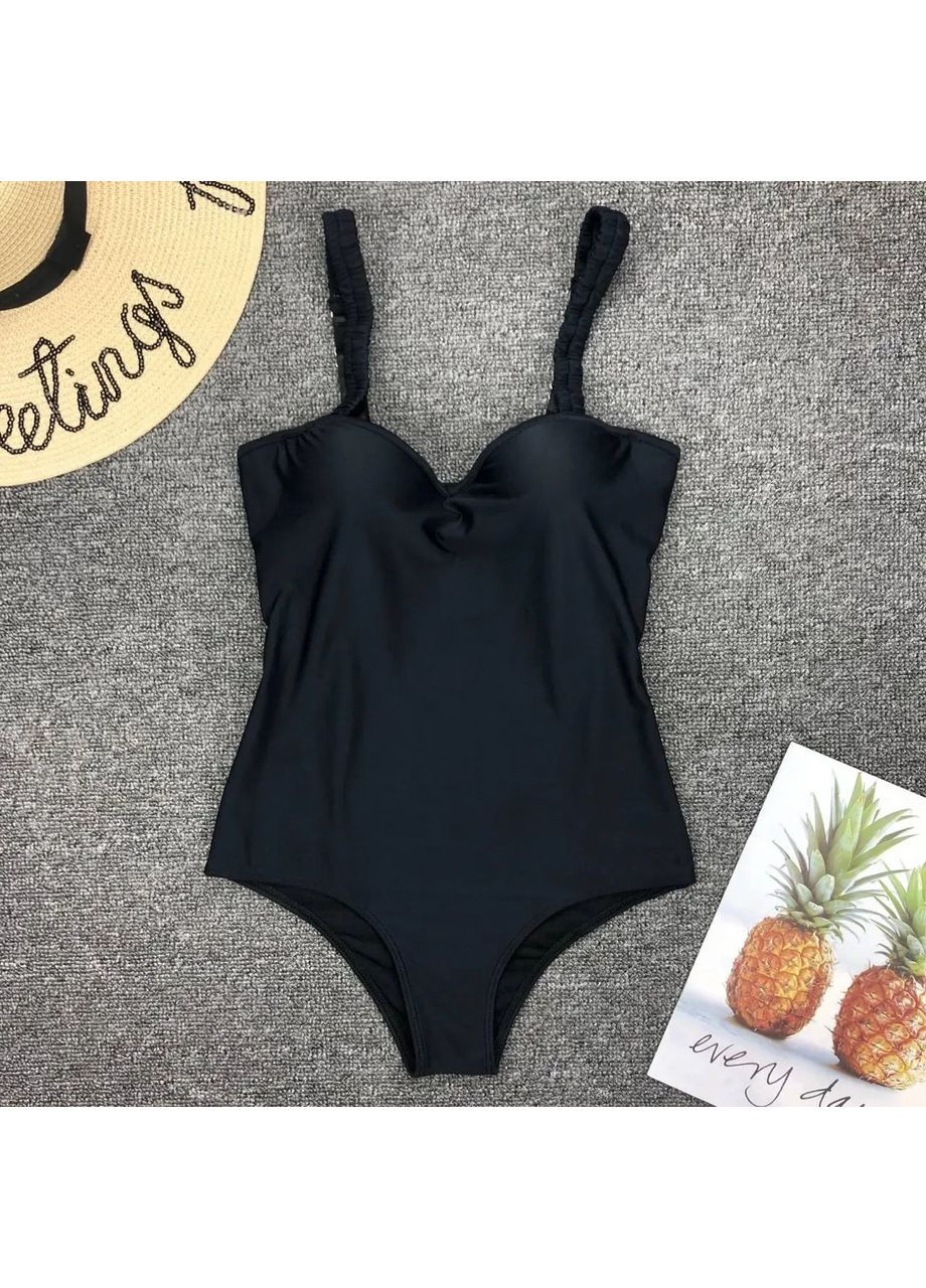 Черный летний стильный и модный сплошной купальник с регулирующими лямками и твердым пушапом с косточками. China