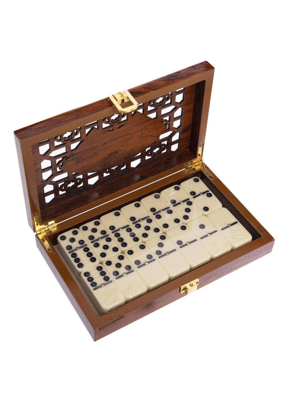 Доміно настільна гра в стильній сувенірній різьбленій скриньці під дерево IG-5010E 28 кісток білий SP-Sport (321991885)