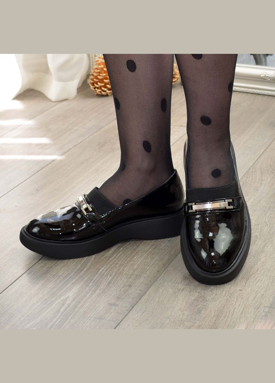 Vasha para Туфли женские на утолщенной подошве, натуральная черная лаковая кожа. 40 размер черный з, украина — демисезон (303931383)