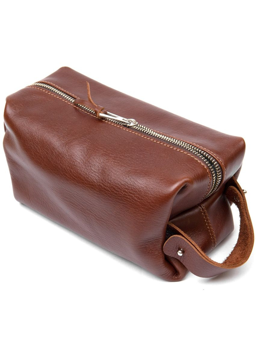 Шкіряна чоловіча косметичка коричнева 11418 Grande Pelle (362418355)