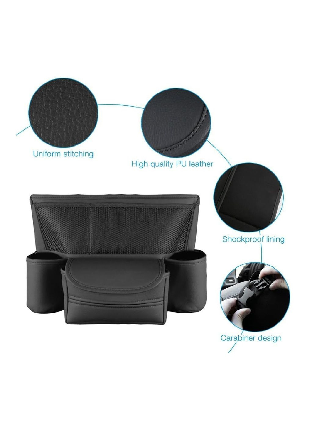 Органайзер накидка полочка с бортиками карманами между сидений в салон машины автомобиля экокожа (476993-Prob) Черный Unbranded (293242095)