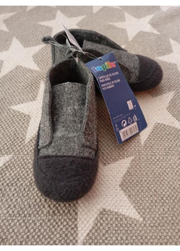 Серые тапки теплые на резинке войлочные для девочки Lupilu