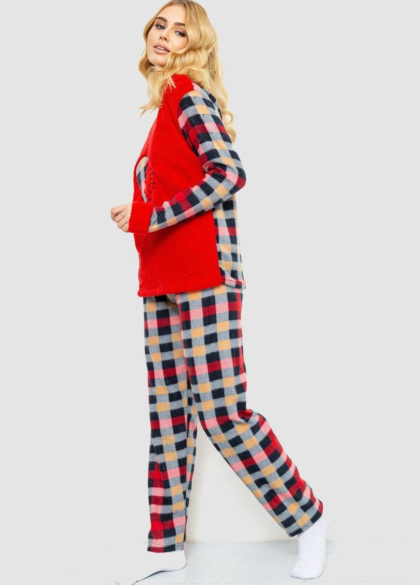 Червона зимня піжама жіноча махра, колір червоний, Ager